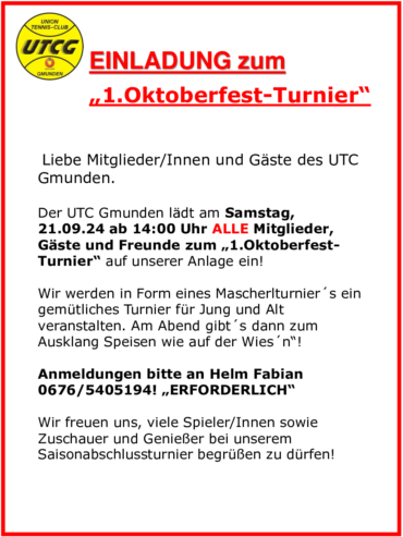 EINLADUNG zum 1. Oktoberfest – Turnier